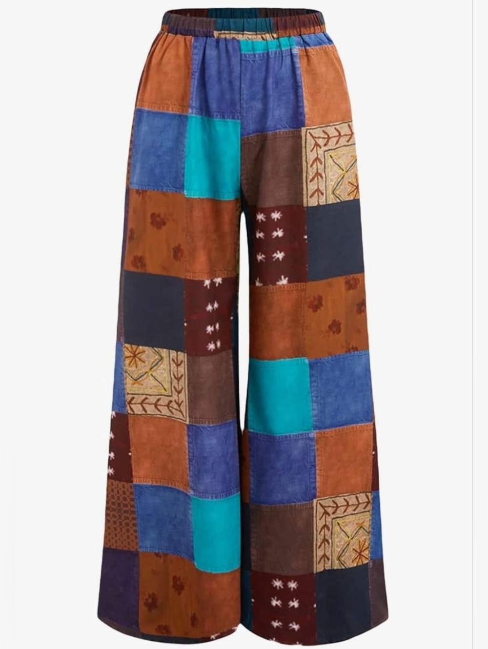NWT!! WDIRARA Patchwork Print Wide Leg Boho Pants. Size M